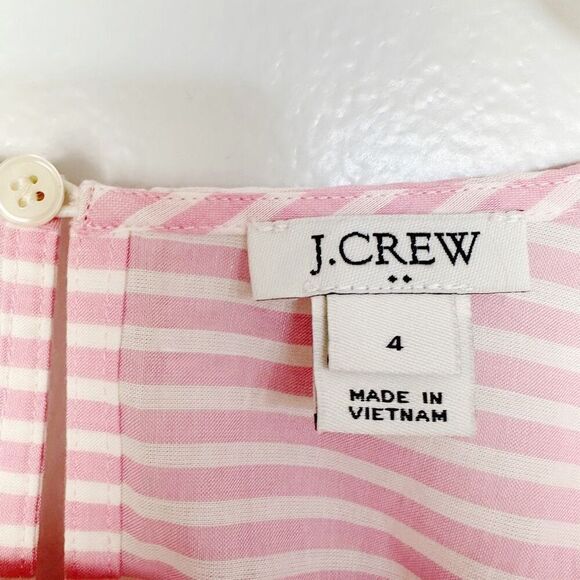 J. Crew Women’s Printed ruffle tank top  size 4 Pink White - Picture 4 of 7